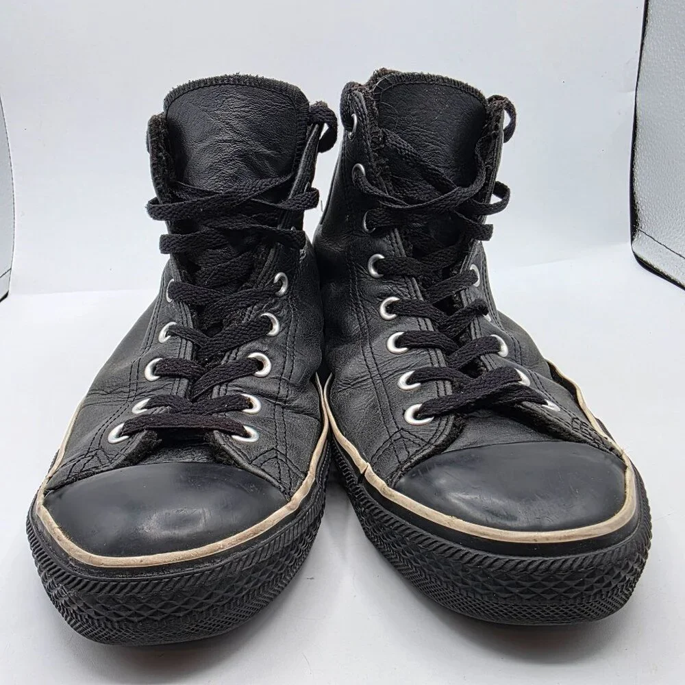 Converse All Star Leather Hi Top Mens Size 11 Black Casual Sneakers Athletic - Picture 14 of 15